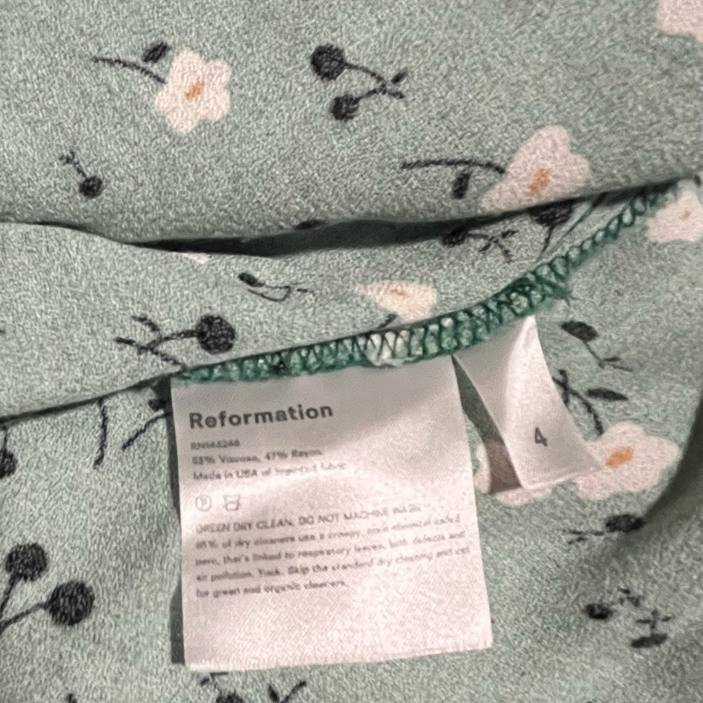 Reformation Green Floral Midi Slip Dress - Picture 4 of 5
